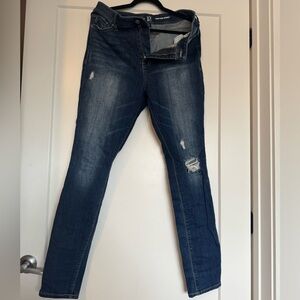 New York & Company Dark Blue Skinny Ripped Jeans
